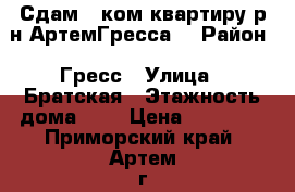 Сдам 1 ком.квартиру р-н АртемГресса! › Район ­ Гресс › Улица ­ Братская › Этажность дома ­ 5 › Цена ­ 10 000 - Приморский край, Артем г. Недвижимость » Квартиры аренда   